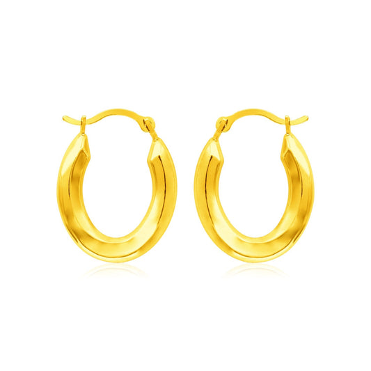 14k Yellow Gold Polished Oval Hoop Earrings-0