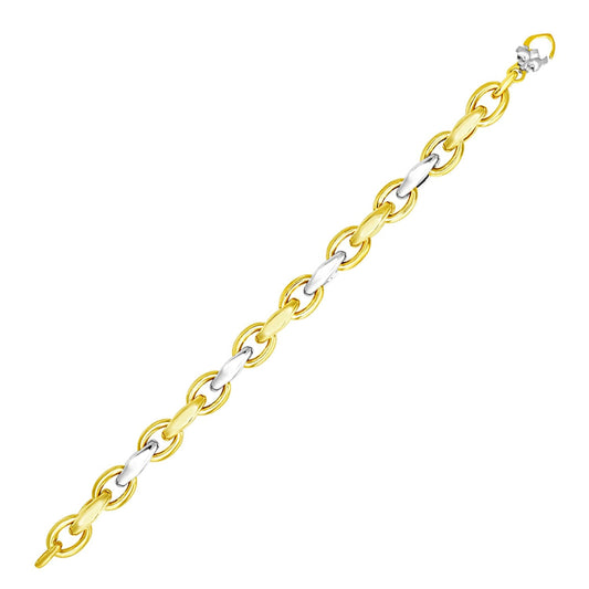 14k Two-Tone Gold Oval and Graduated Link Bracelet-0