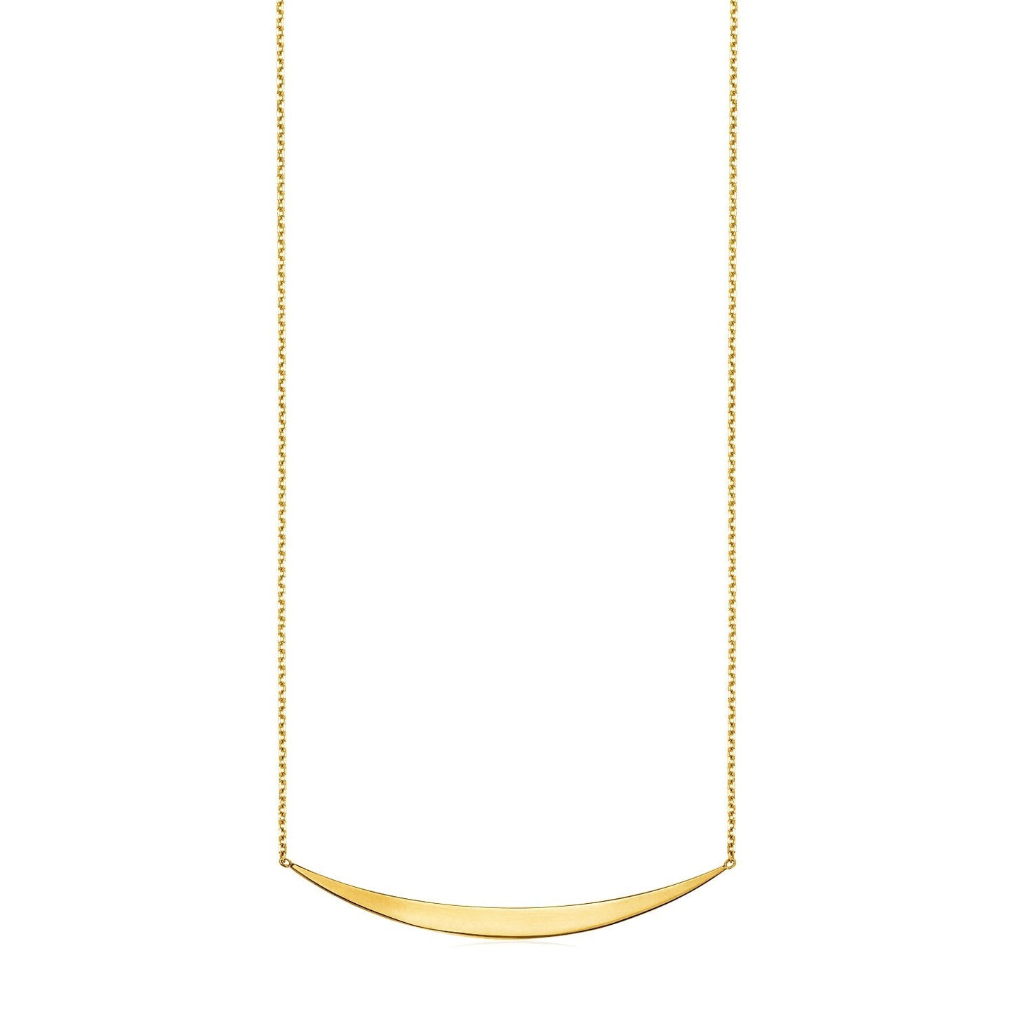 14k Yellow Gold Necklace with Polished Curved Bar Pendant-0