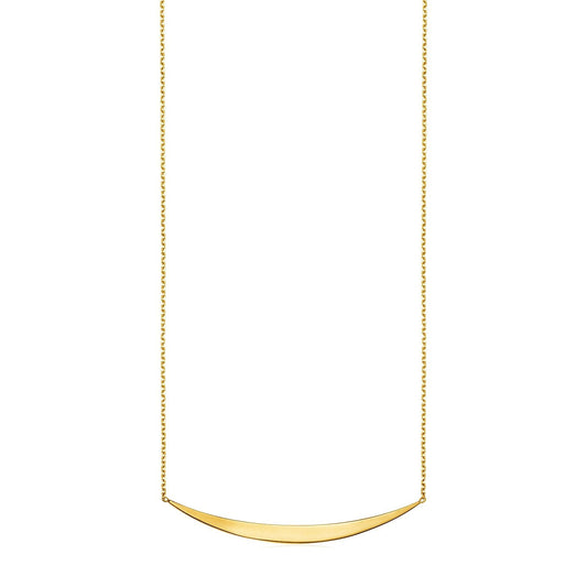 14k Yellow Gold Necklace with Polished Curved Bar Pendant-0