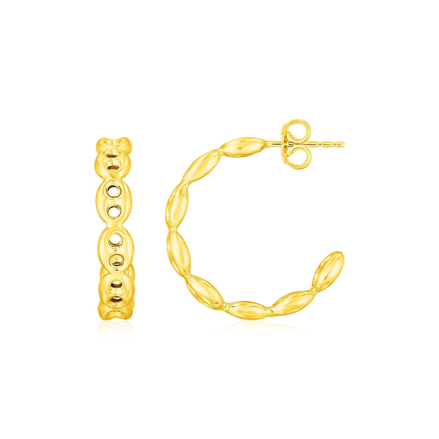 14K Yellow Gold Hoop Mariner Chain Earrings-0