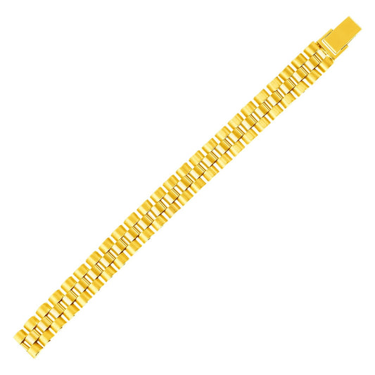 14k Yellow Gold Mens Panther Link Bracelet-0