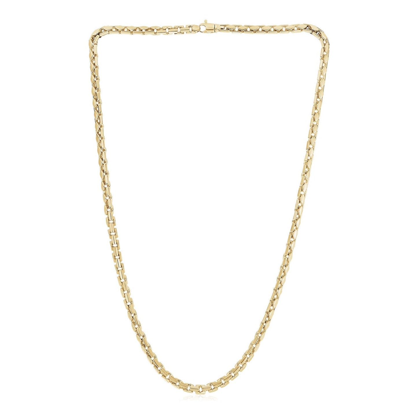 14k Yellow Gold High Polish Mens Fancy Box Necklace (5.0mm)-0