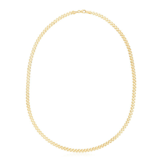 14k Yellow Gold High Polish The Textured Fancy Chain Necklace (4mm)-0