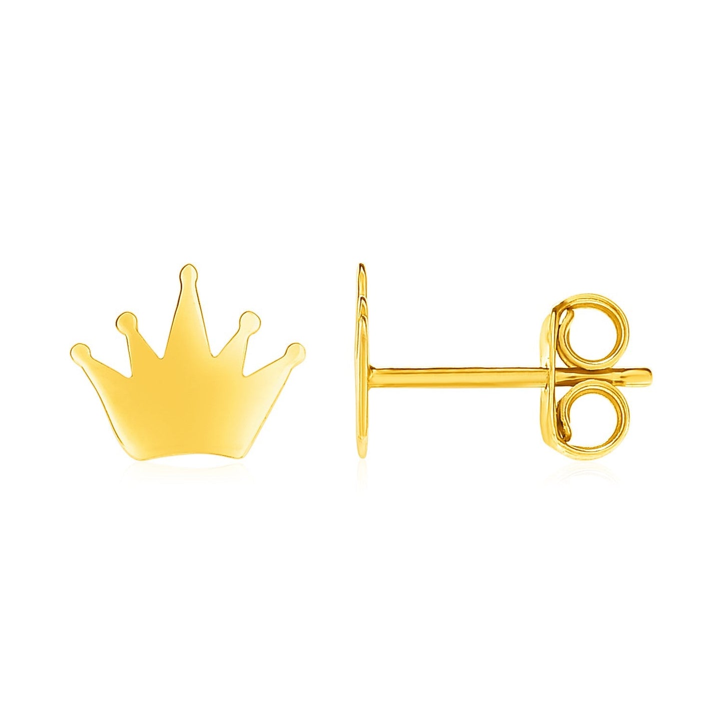 14k Yellow Gold Post Earrings with Crowns-0