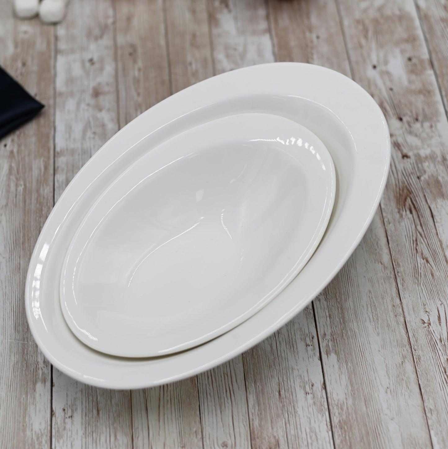 White Ceaser Salad Bowl 11" inch X 7.5 | 27.5 X 18.5 Cm-2