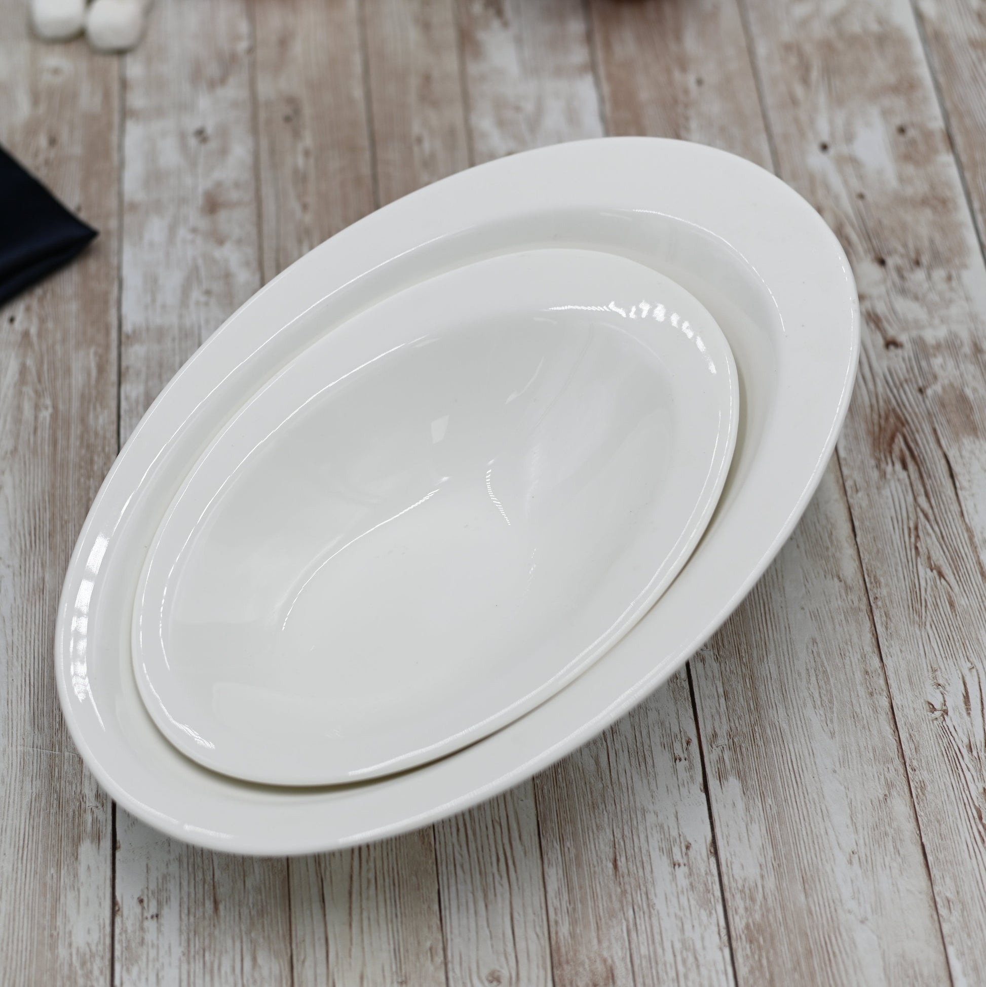 White Ceaser Salad Bowl 11" inch X 7.5 | 27.5 X 18.5 Cm-2