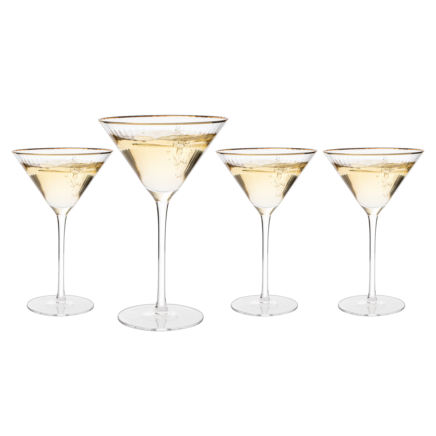 The Wine Savant Gold Rim Glasses 10 oz, Set of 4 Gold Rim Classic Manhattan Glasses For Martini, Cocktails, Champagne, Water & Wine - Classic Coupes Gilded Rimed, Crystal with Stems, Coupe-0