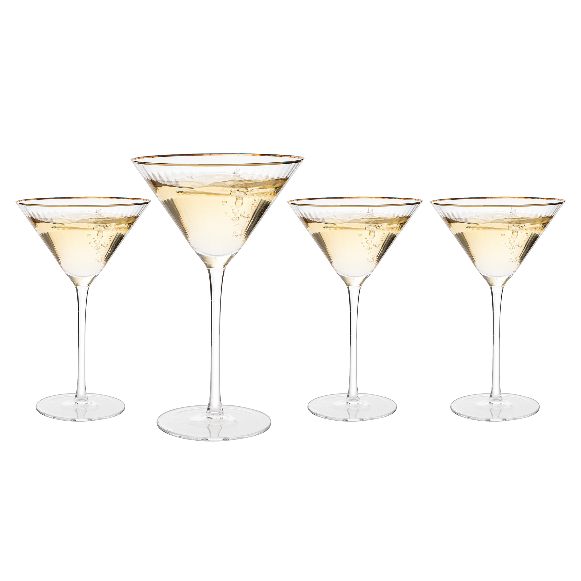 The Wine Savant Gold Rim Glasses 10 oz, Set of 4 Gold Rim Classic Manhattan Glasses For Martini, Cocktails, Champagne, Water & Wine - Classic Coupes Gilded Rimed, Crystal with Stems, Coupe-0