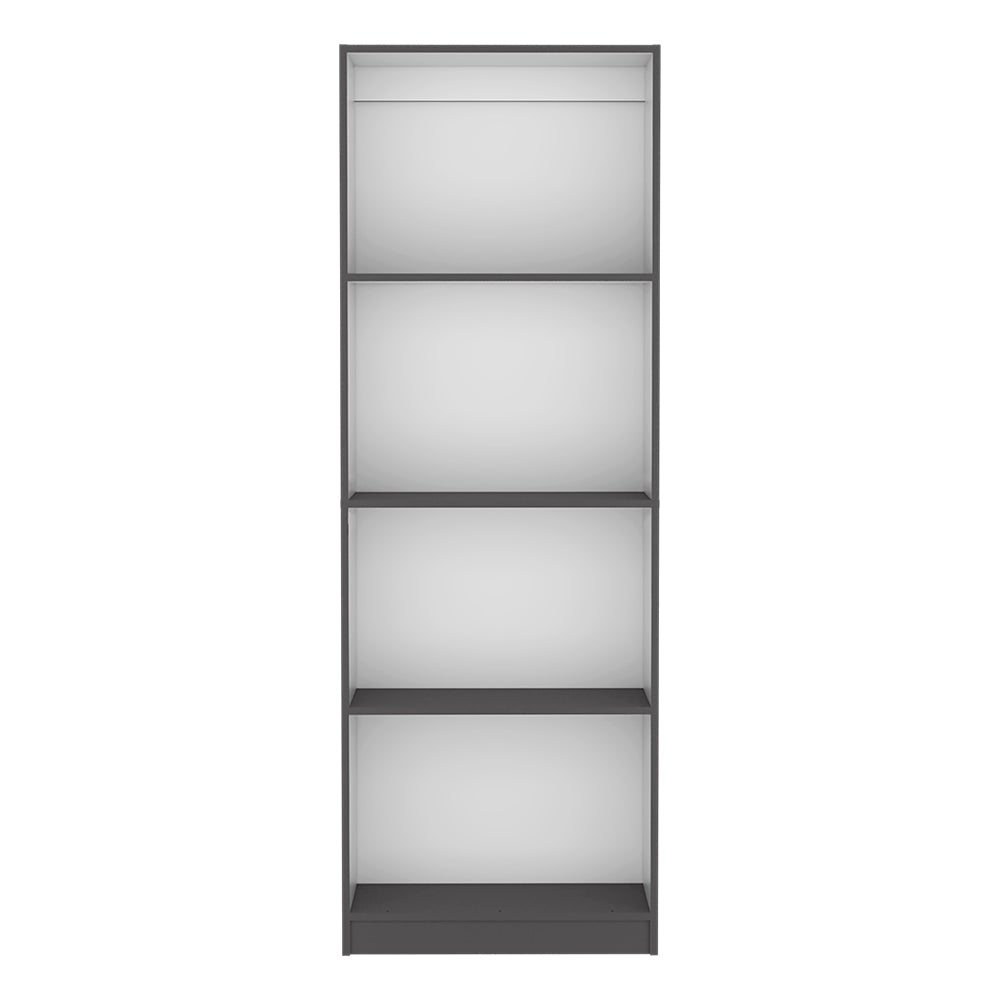 Bookcase Benzoni, Modern Multi-Tier Storage Shelves, Matt Gray / White Finish-4