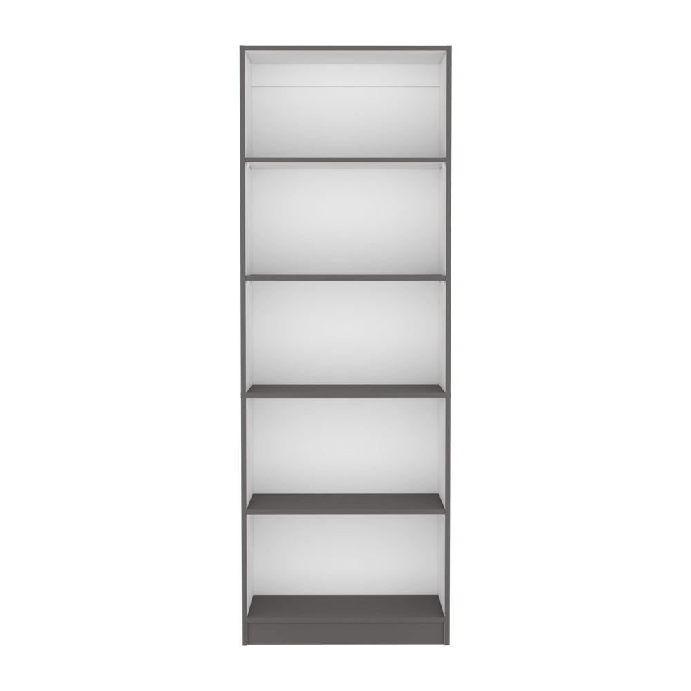 Bookcase 4-Shelves Benzoni, Ample Storage and Modern Design, Matt Gray / White Finish-7