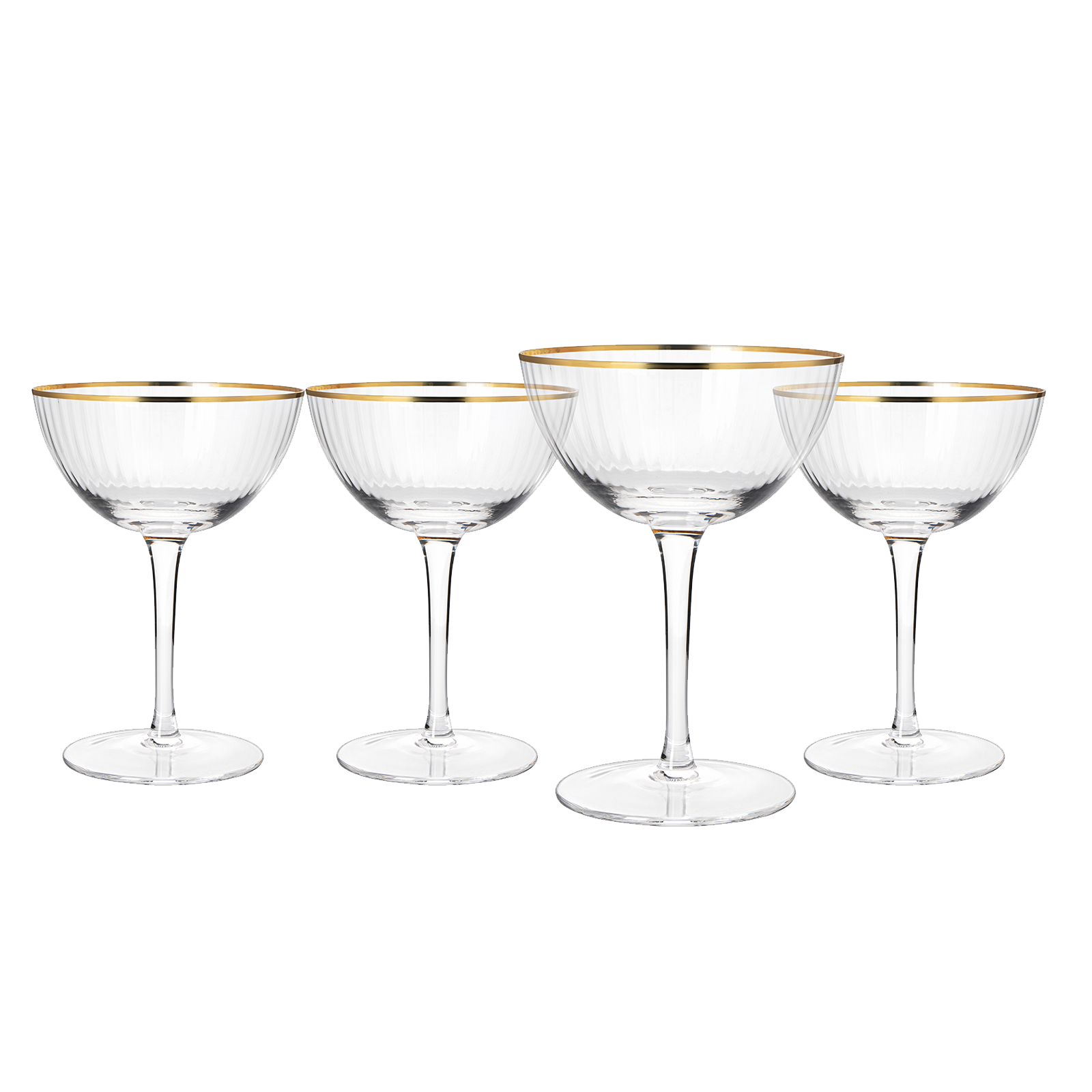 The Wine Savant Gold Rim Glasses 6 oz, Set of 4 Gold Rim Classic Manhattan Glasses For Martini, Cocktails, Champagne, Water & Wine - Classic Coupes Gilded Rimed, Crystal with Stems, Coupe-3