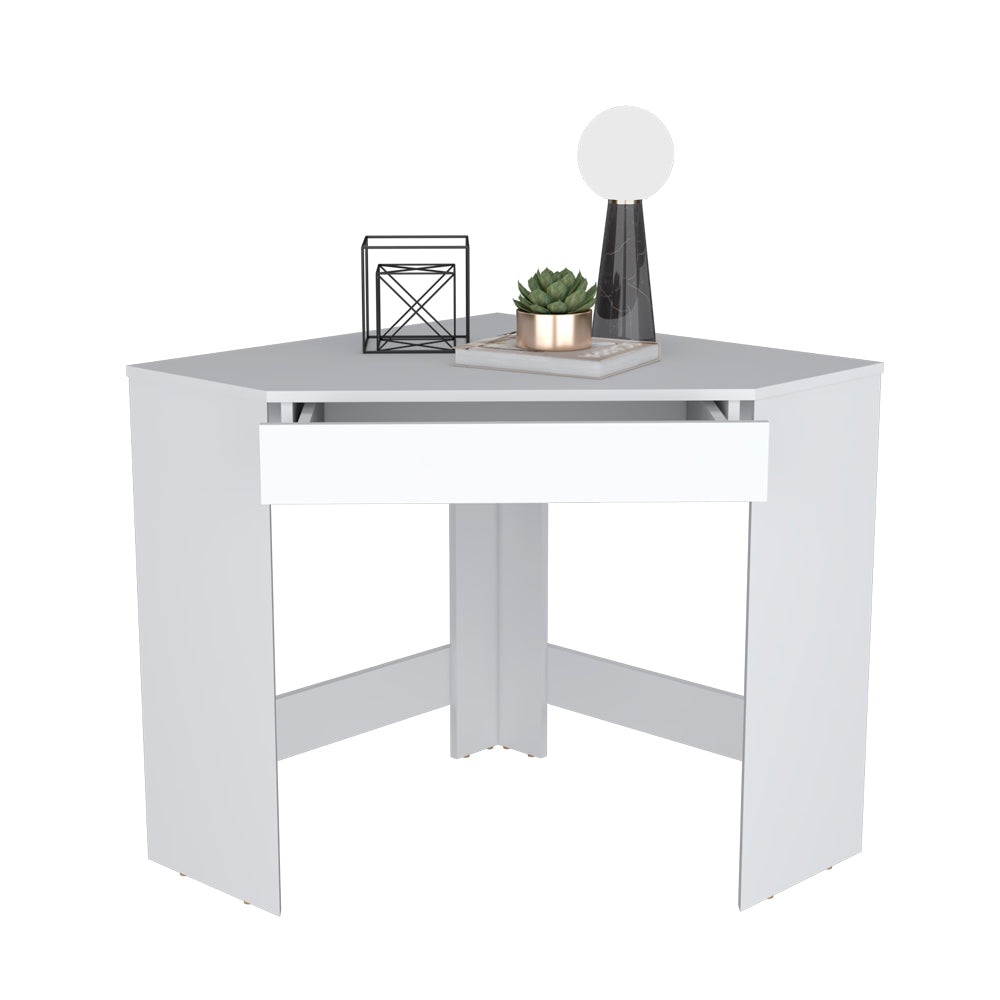 Corner Desk Garner, One Drawer, Three Legs, White Finish-5