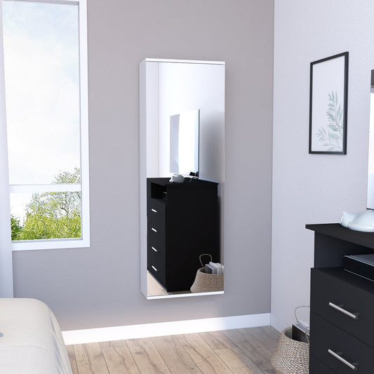 Wall Mounted Shoe Rack With Mirror Chimg, Single Door, White Finish-0