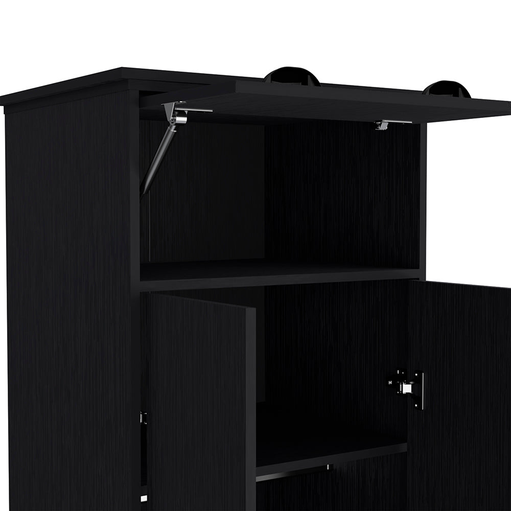Armoire with Two-Doors Dumas, Top Hinged Drawer and 1-Drawer, Black Wengue Finish-5