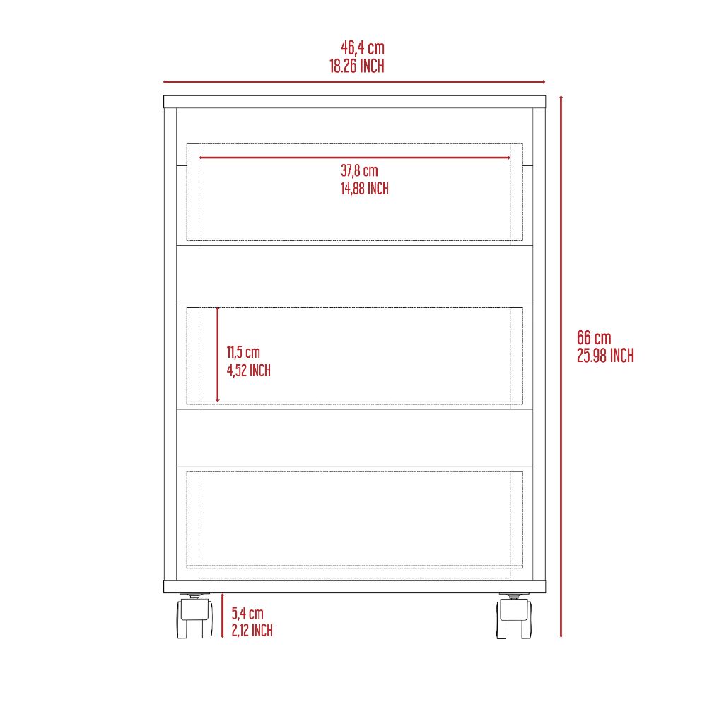 Three Drawers Bang, Filing Cabinet, Roller Blade Glide, White Finish-8