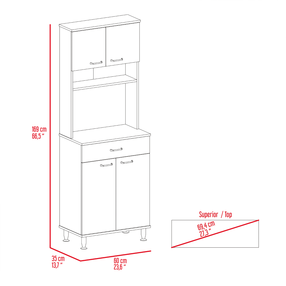Pantry Piacenza,Two Double Door Cabinet, Light Oak Finish-7