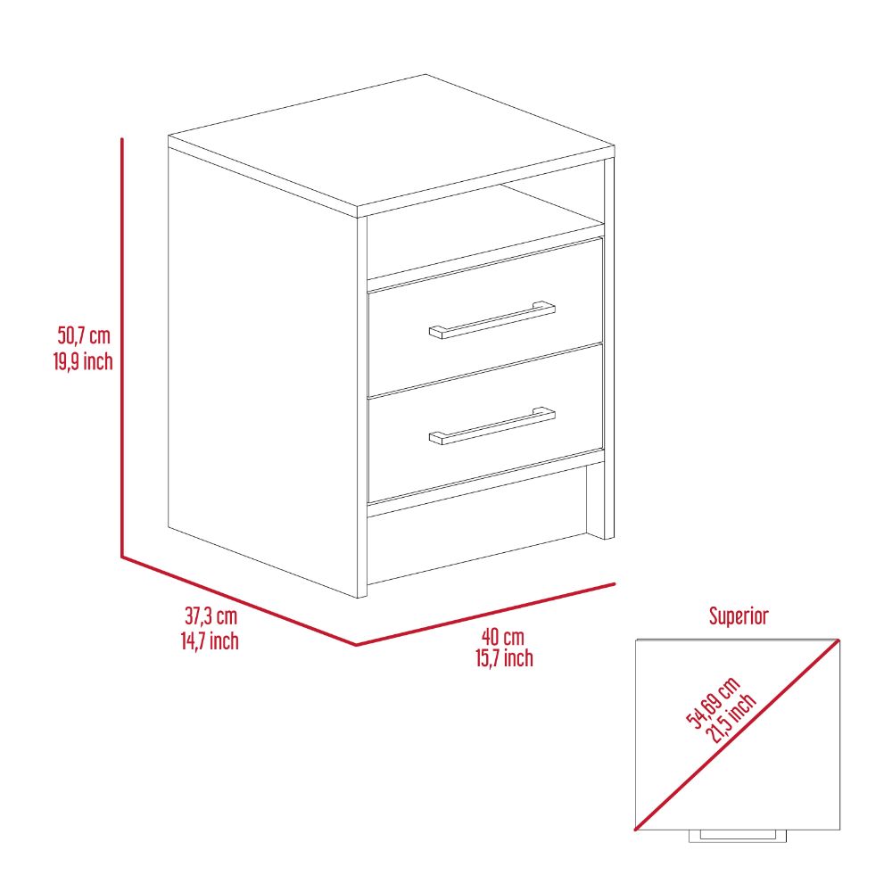 Nightstand Cartiz, Two Drawers, Black Wengue Finish-7