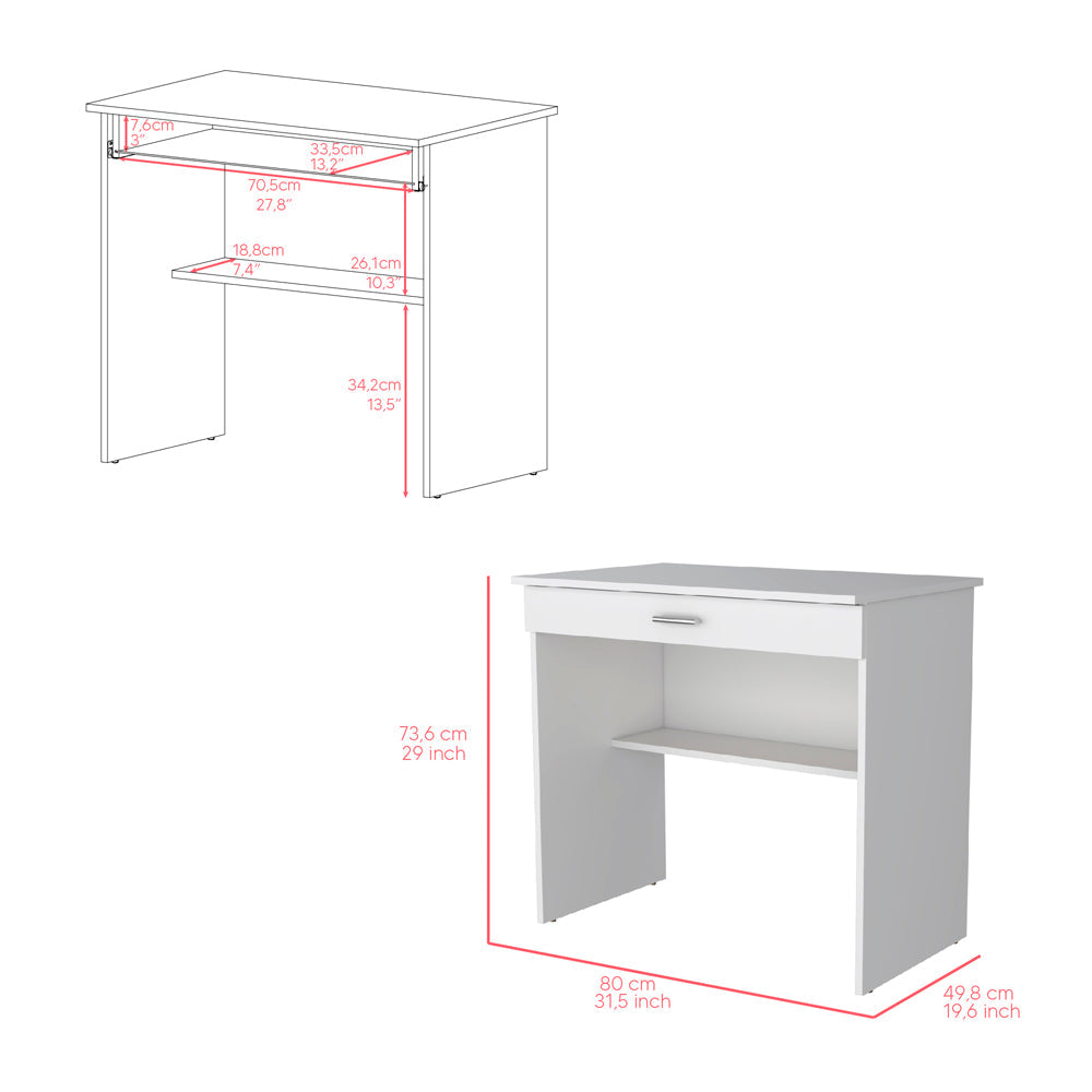 Desk Eden, One Open Shelf, One Drawer, White Finish-6