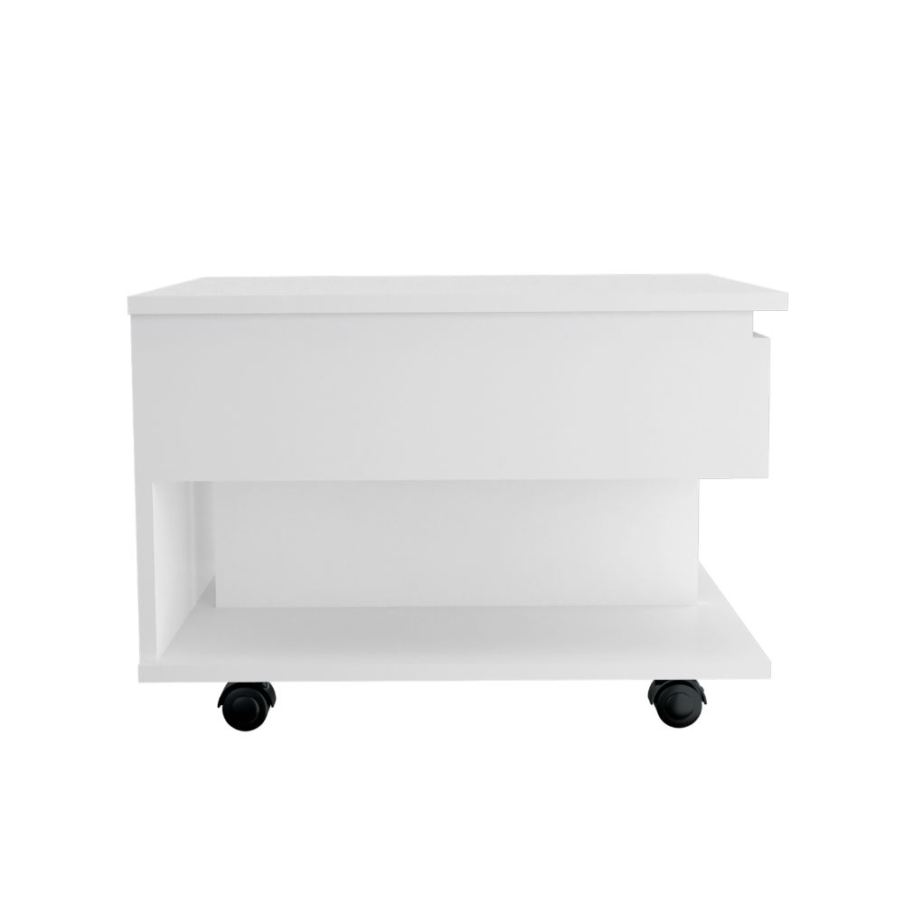 Lift Top Coffee Table Mercuri, Casters, White Finish-3
