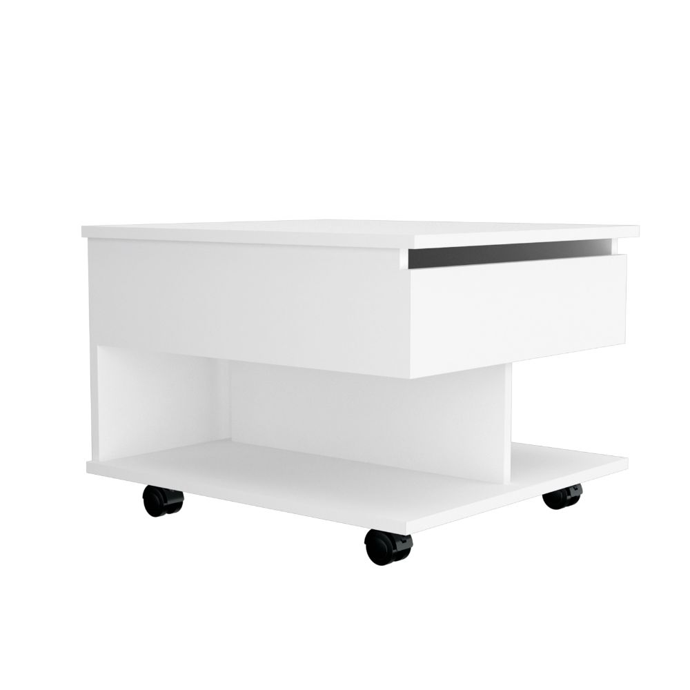 Lift Top Coffee Table Mercuri, Casters, White Finish-5