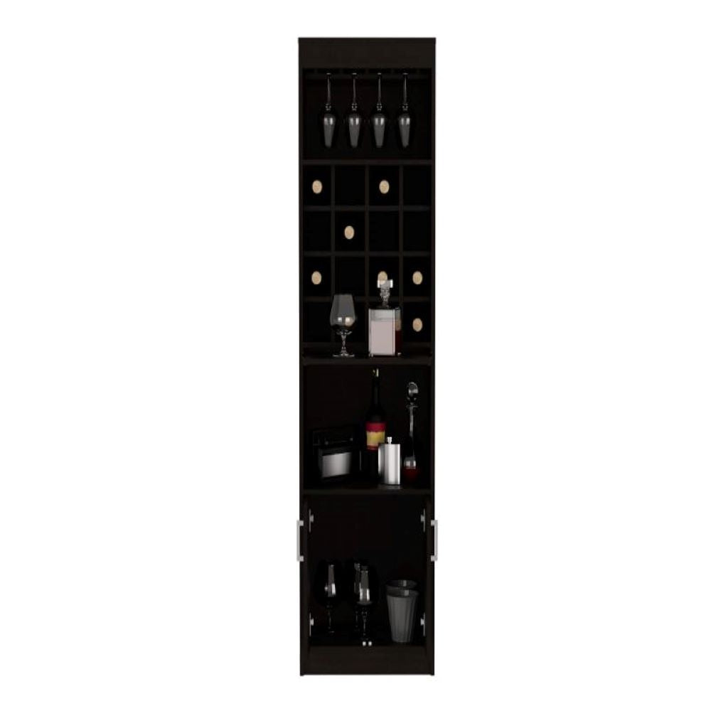 Bar cabinet Modoc, 1 Shelf, 16 Wine Cubbies, Black Wengue Finish-2