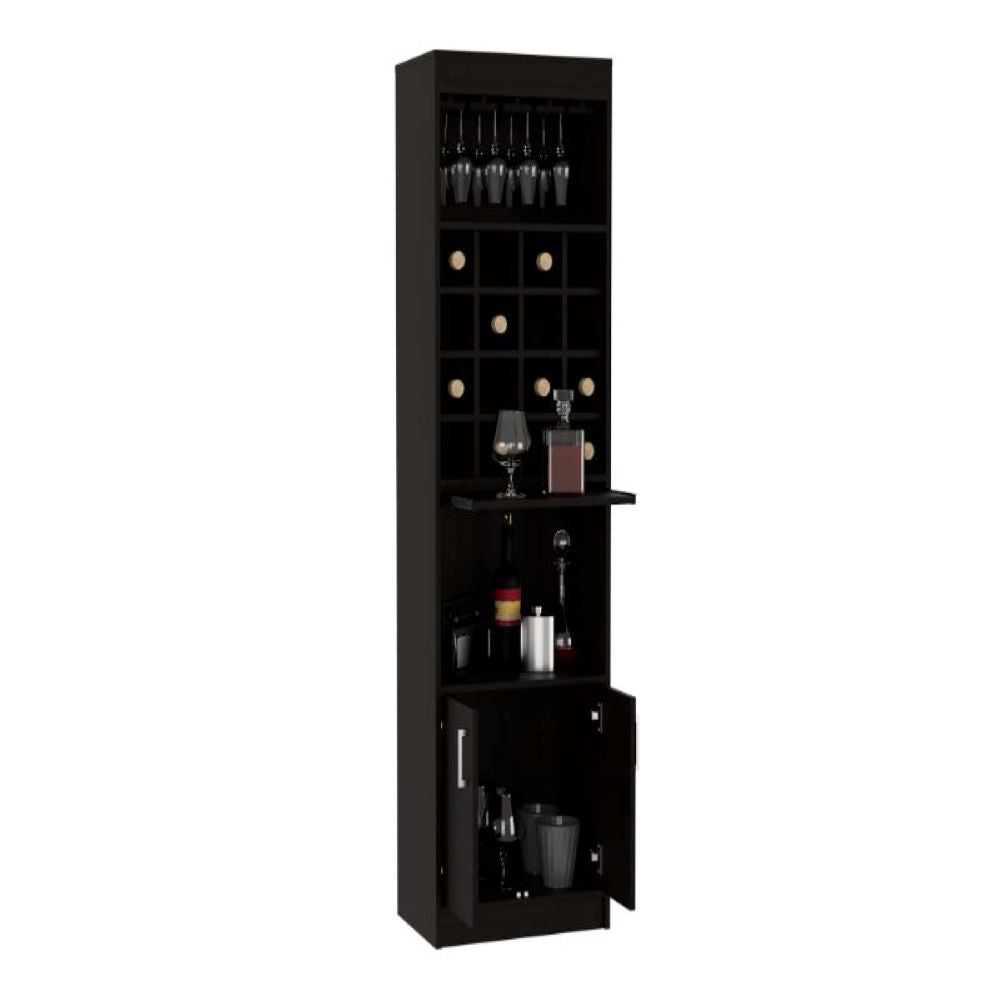 Bar cabinet Modoc, 1 Shelf, 16 Wine Cubbies, Black Wengue Finish-4