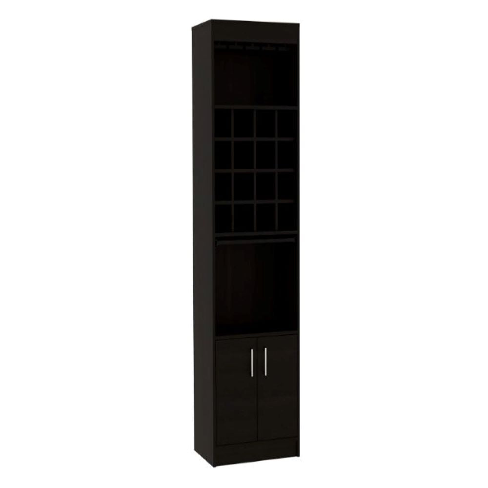 Bar cabinet Modoc, 1 Shelf, 16 Wine Cubbies, Black Wengue Finish-5