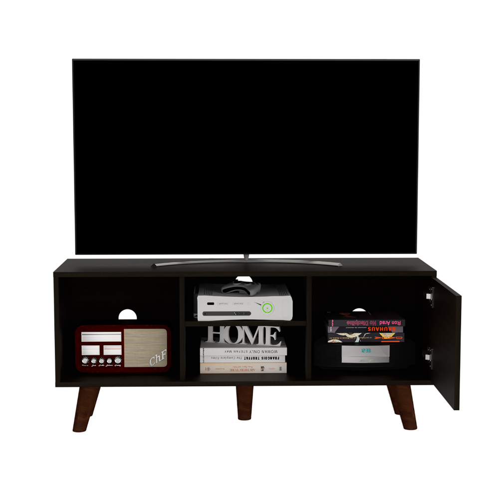 Tv Stand for TV´s up 57"  Moon, Three Shelves, Single Door Cabinet, Black Wengue Finish-2