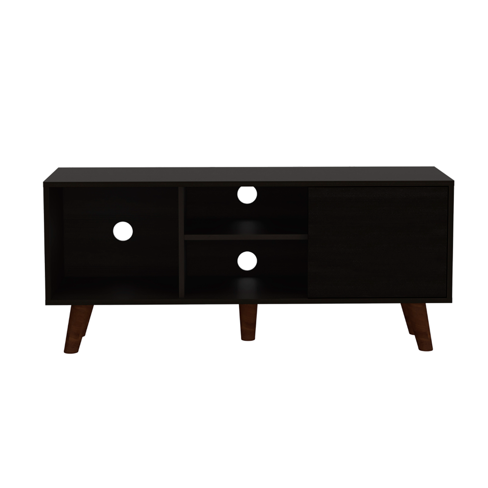 Tv Stand for TV´s up 57"  Moon, Three Shelves, Single Door Cabinet, Black Wengue Finish-3