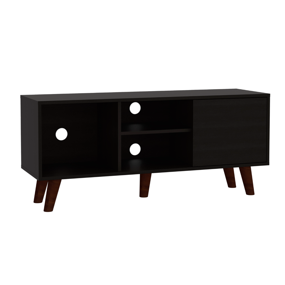 Tv Stand for TV´s up 57"  Moon, Three Shelves, Single Door Cabinet, Black Wengue Finish-5