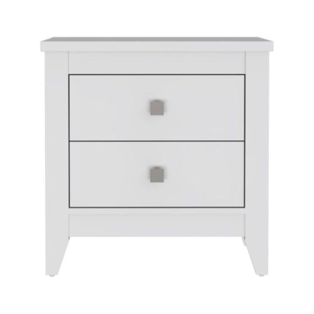 Nightstand More, Two Shelves, Four Legs, White Finish-3