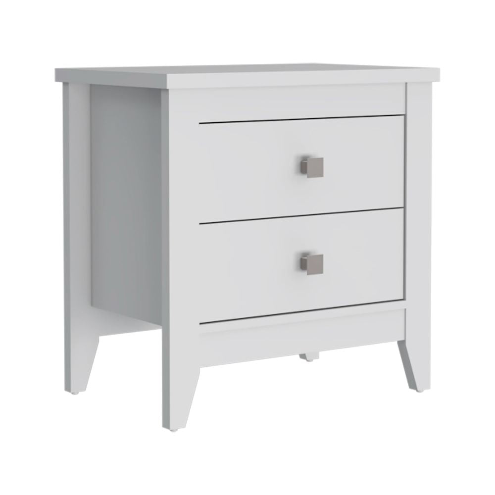 Nightstand More, Two Shelves, Four Legs, White Finish-5