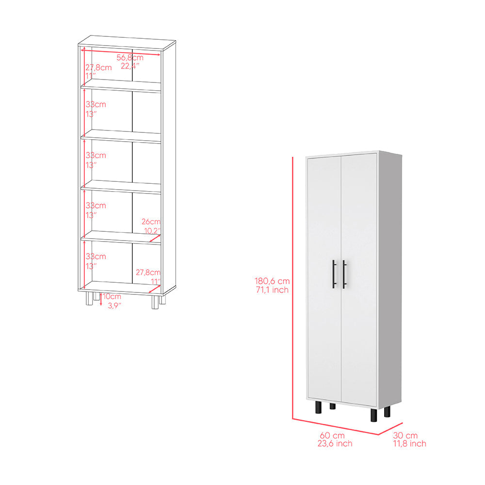 Multistorage Manacor, Five Shelves, White Finish-6