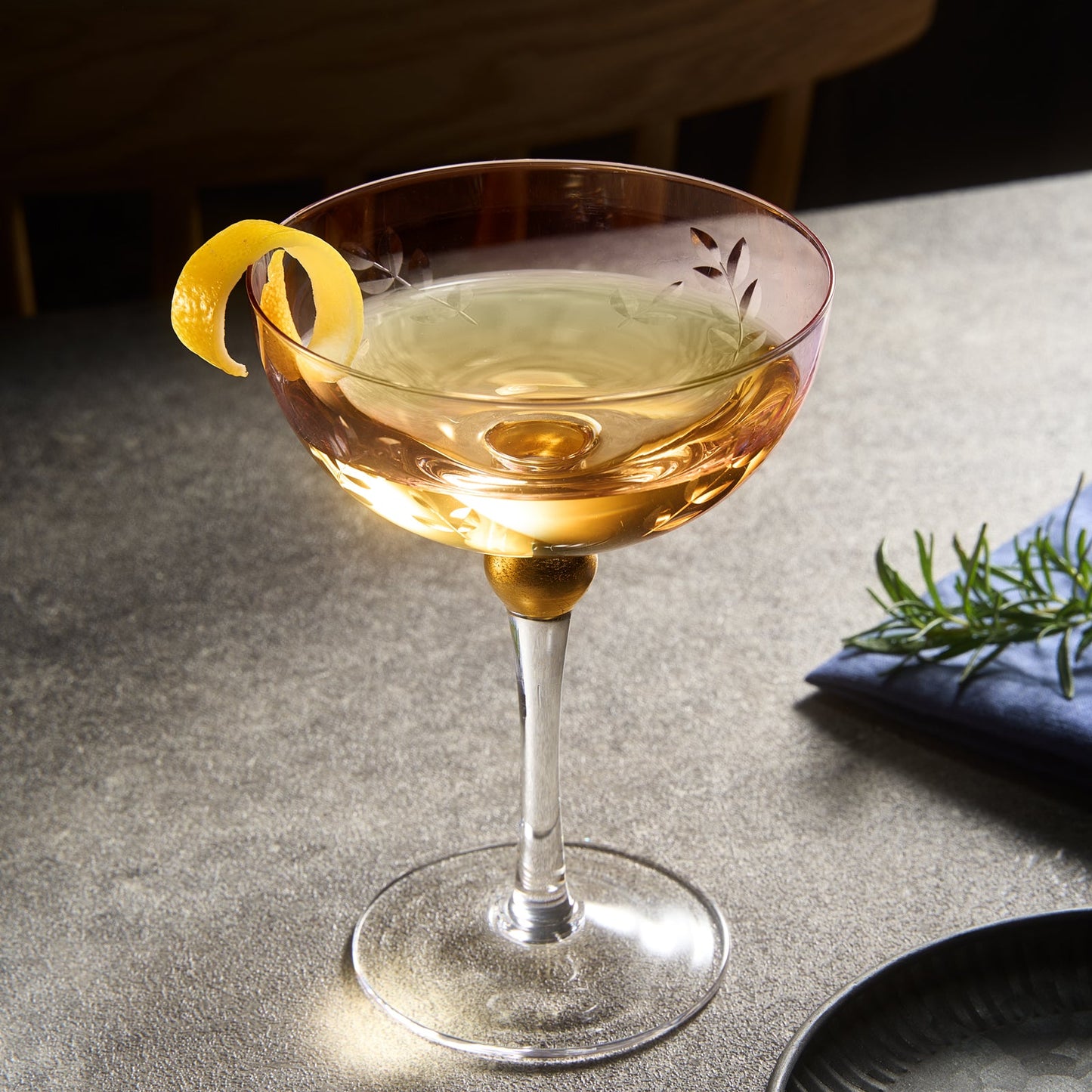 Colored Coupe Art Deco Glasses, Gold | Set of 4 | 8 oz Classic Cocktail Glassware for Champagne, Martini, Manhattan, Sidecar, Crystal Speakeasy Style Goblets Stems (Pink)-1