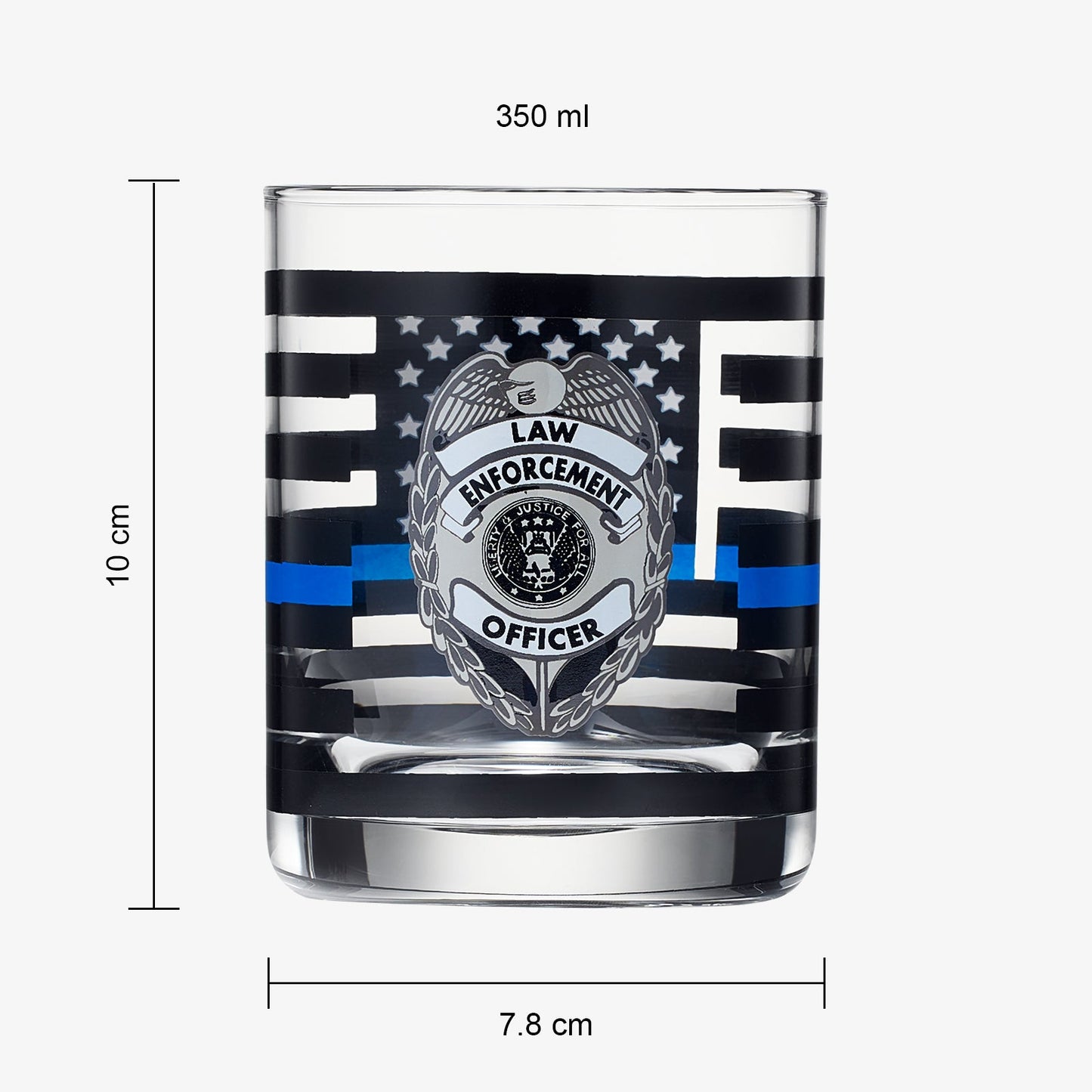 Police Whiskey Glasses | Set of 2 | 12 OZ Old Fashioned Liquor Glasses, American Flag Blue Line Fire Fighter Glass - Show Support For Police Lives Matter, Policemen Gifts for Him, Dad, Boyfriend-3