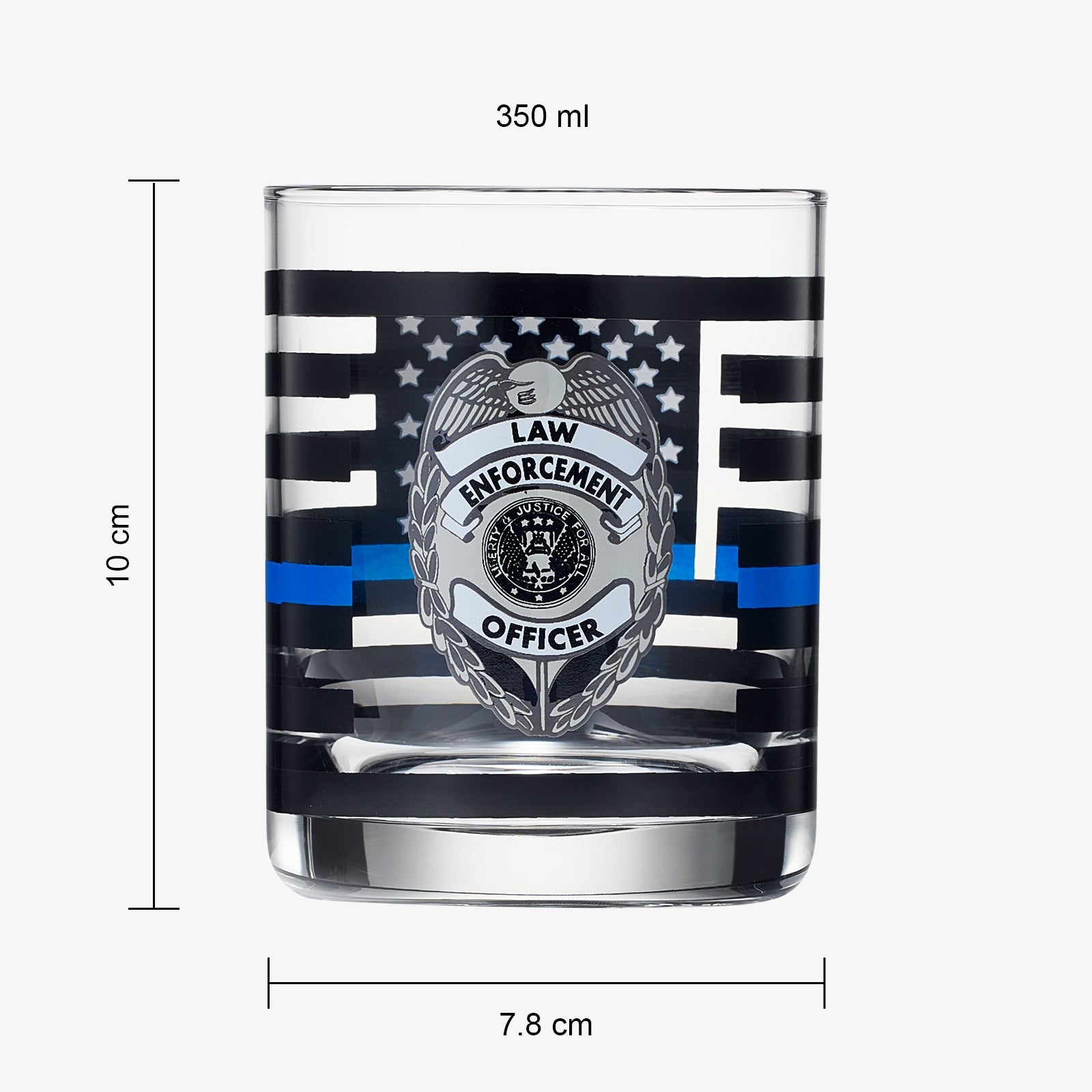 Police Whiskey Glasses | Set of 2 | 12 OZ Old Fashioned Liquor Glasses, American Flag Blue Line Fire Fighter Glass - Show Support For Police Lives Matter, Policemen Gifts for Him, Dad, Boyfriend-3