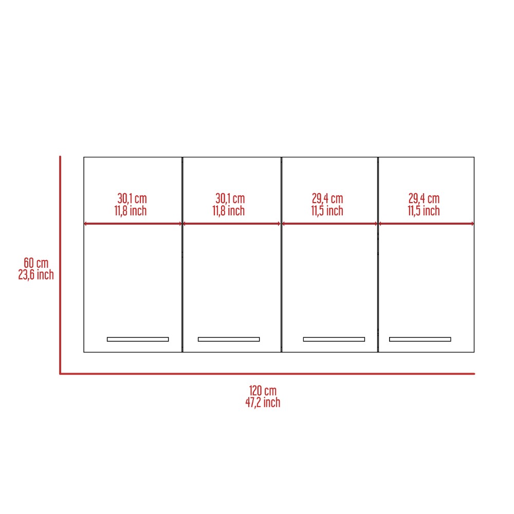 Kitchen Cabinet Durham, Four Doors, Black Wengue Finish-8