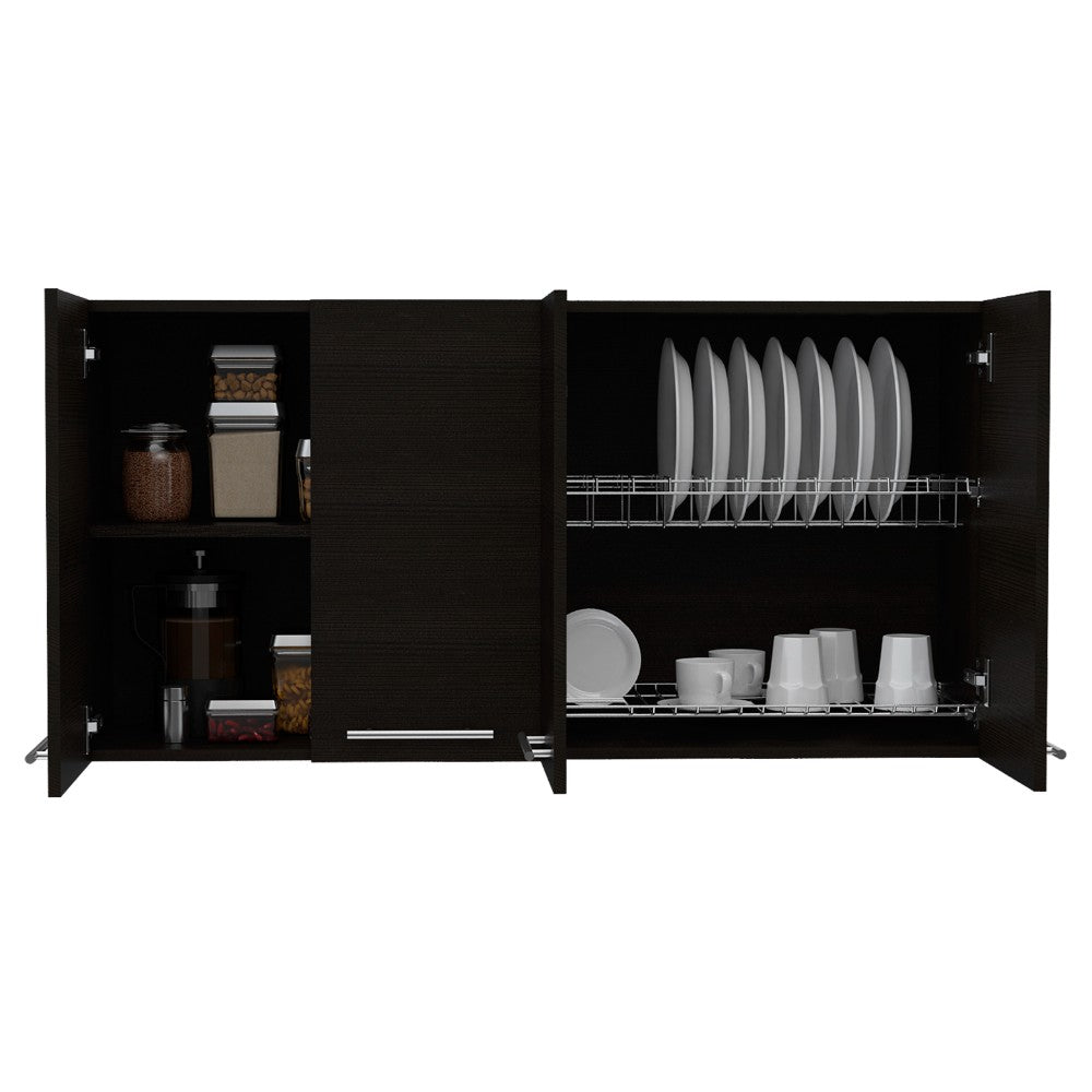Kitchen Cabinet Durham, Four Doors, Black Wengue Finish-6