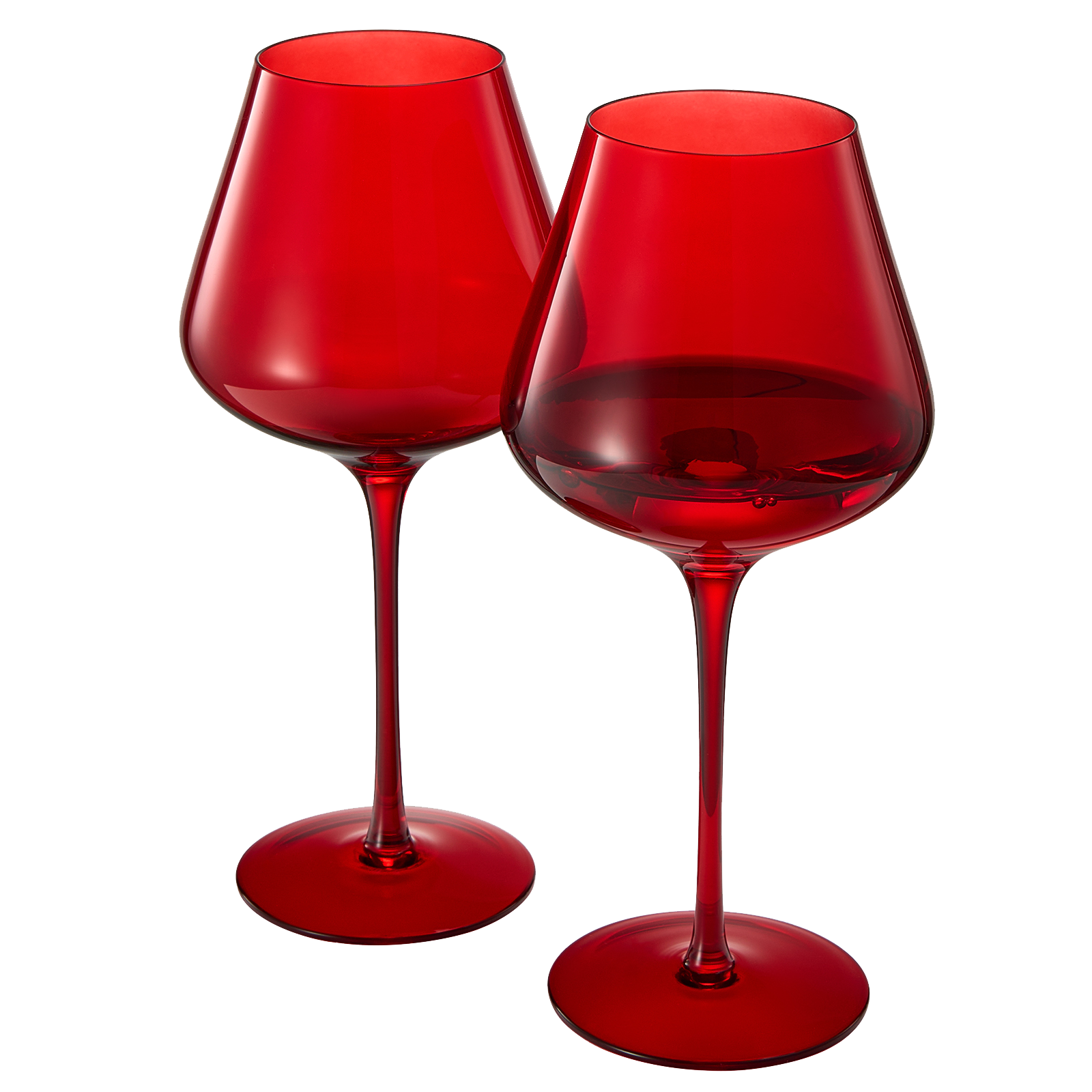 Crystal Christmas Holiday Red Colored Crystal Wine Glass Set of 2, Gift For Hosting, Her, Wife, Mom Friend - Large 20 oz Glasses, Unique Italian Style Tall Drinkware - Red & White, Color Glassware-0