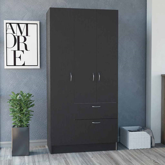 Armoire Tarento, Two Drawers, Black Wengue Finish-0