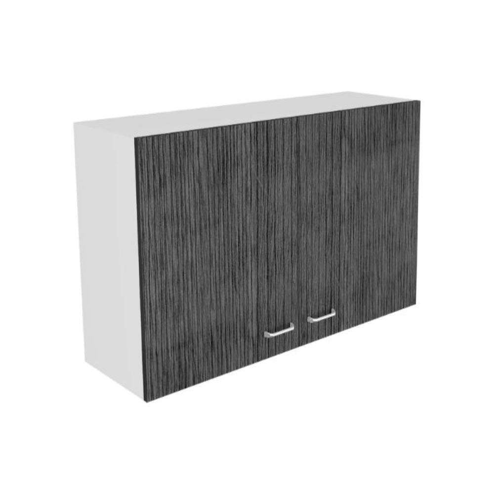 Wall Cabinet Toran, Two Shelves, Double Door, White / Smokey Oak Finish-5