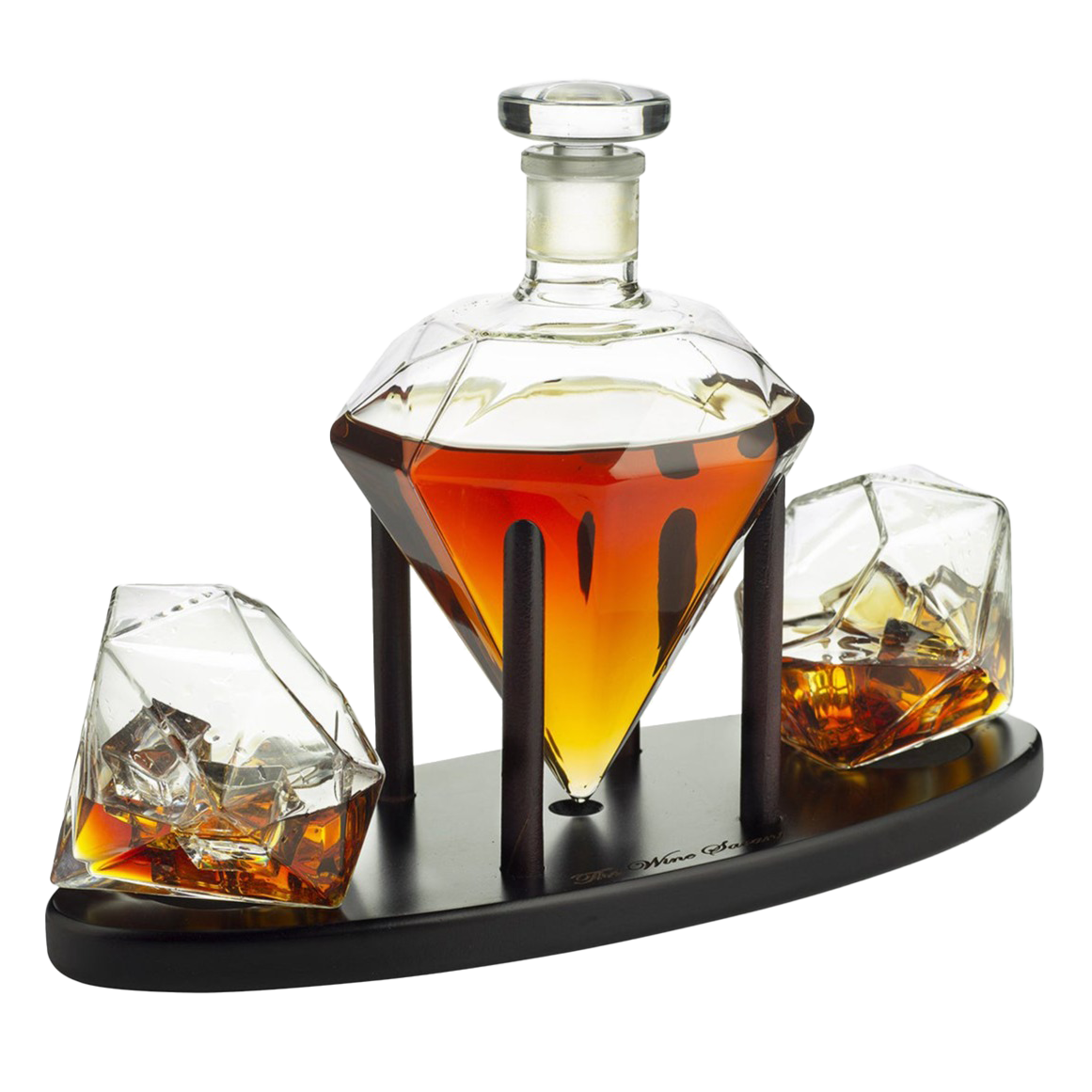 The Wine Savant Diamond Whiskey Decanter l With 2 Diamond Glasses Liquor, Scotch, Rum, Bourbon, Vodka, Tequila Decanter (750 ML DECANTER)-0