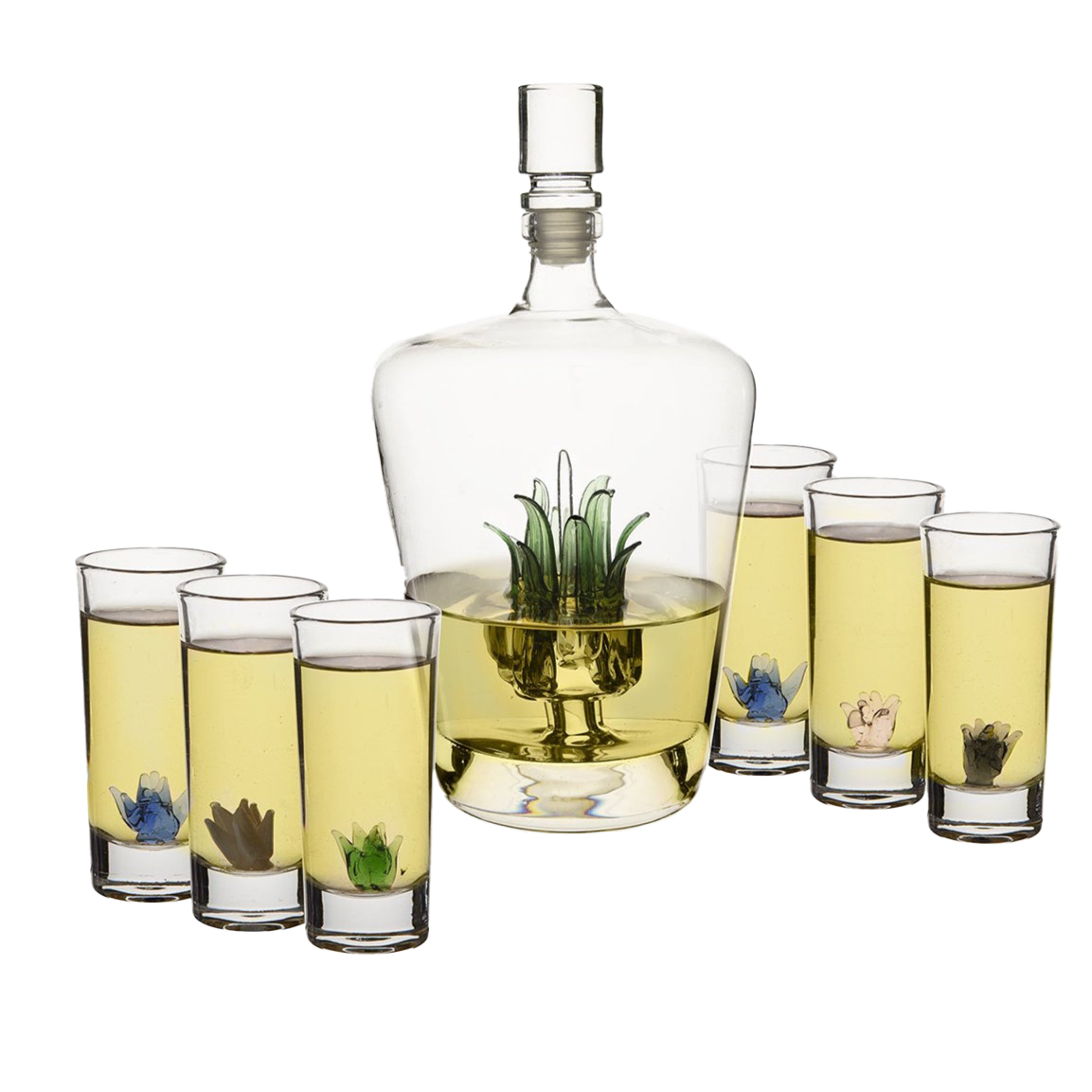 Tequila Decanter Tequila Glasses Set with Agave Decanter and 6 Agave Sipping Shot Glass, Perfect for Gifts for Tequila Lovers, 25 Ounce Bottle, 3 Ounce Tequila Party Decorations Cinco De Mayo (Agave)-0