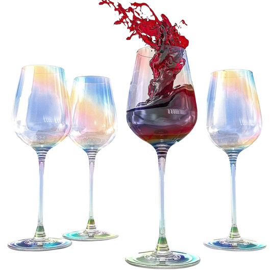 Iridescent Luster Large Radiance Wine Glasses - White Pearl Whimsy and Nostalgia Large Red Wine or White Wine Glass In An Elegant Gift Box-0