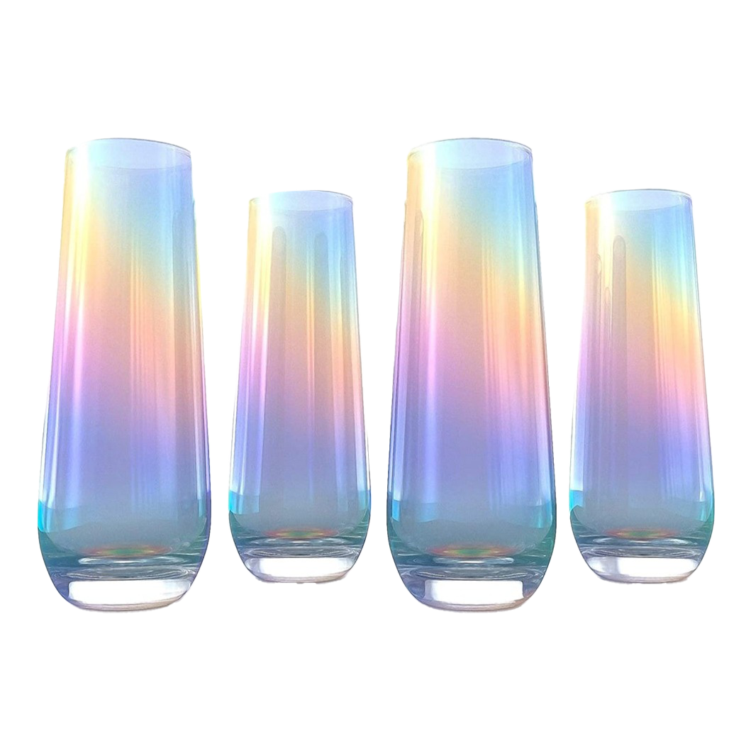 Iridescent Luster Pearl Radiance Set of 4 Wine Glasses 10oz - Radiant and Nostalgic Large Red or White Wine Glass, Entertaining An Ethereal Experience-0