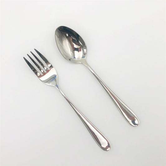 Stainless Steel Serving Fork And Knife Set Of 2 Pieces Great For Entertaining-0