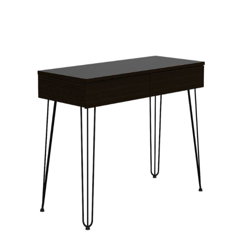 Desk Hinsdale with Hairpin Legs and Two Drawers, Smokey Oak Finish-5