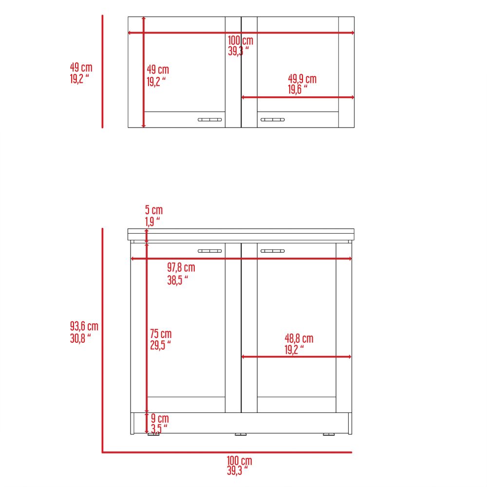 Cabinet Set Zeus, Two Parts Set, White Finish-8