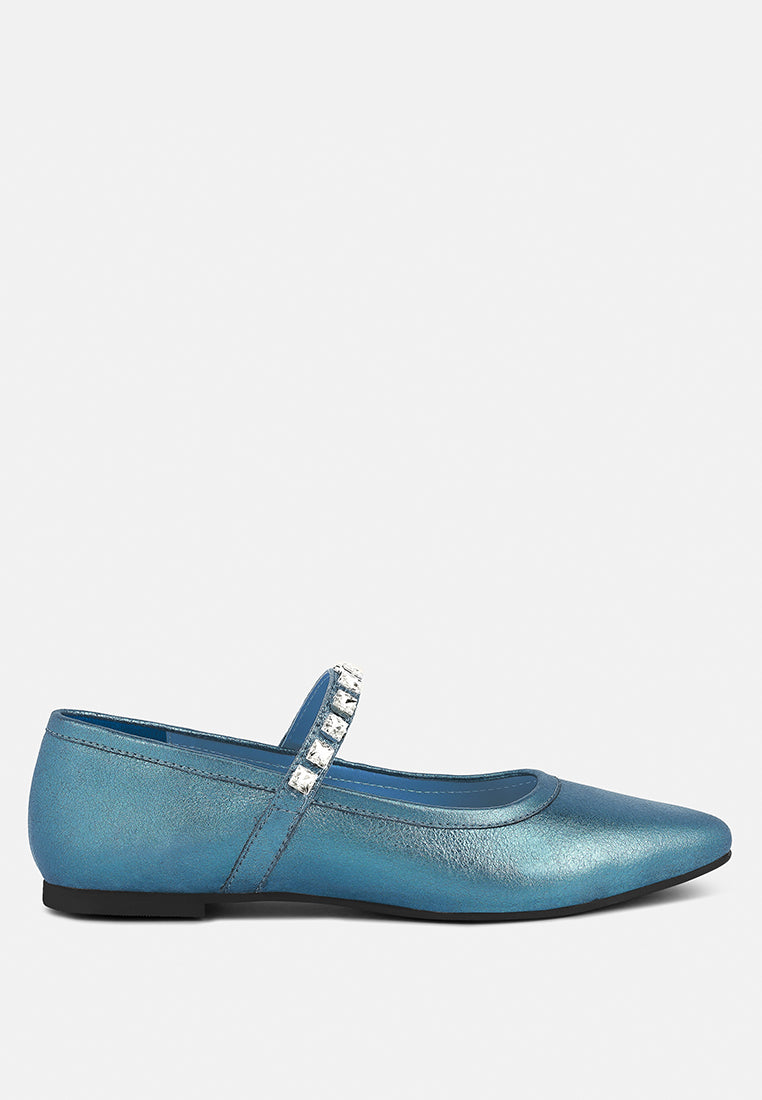 alverno metallic diamante mary jane leather flats-7